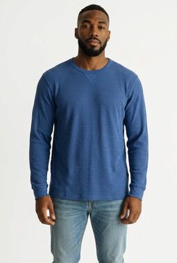 Mens Sonoma Long Sleeve Pullover Thermal Shirt XXL Blue Crew Neck